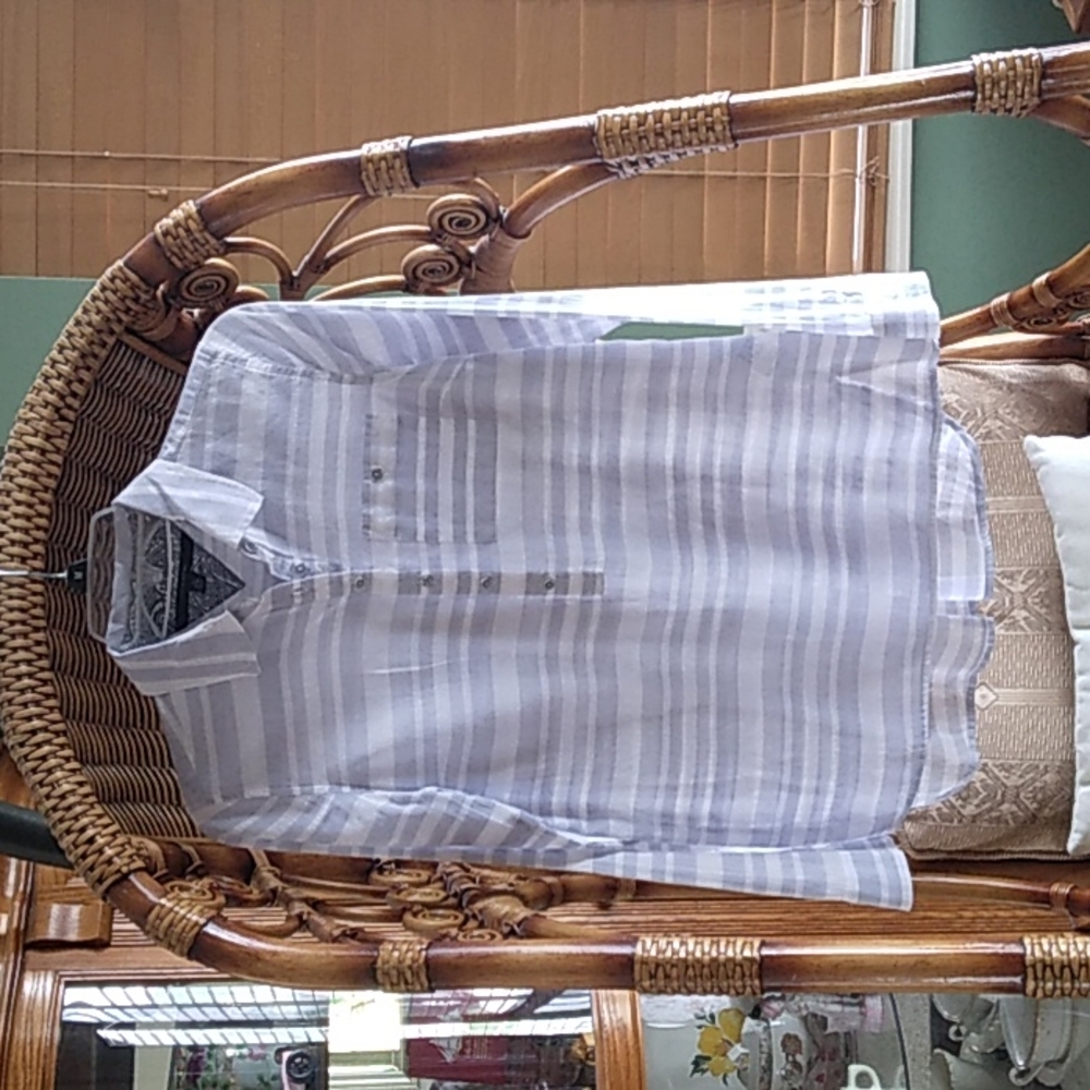 Blue and white striped blouse